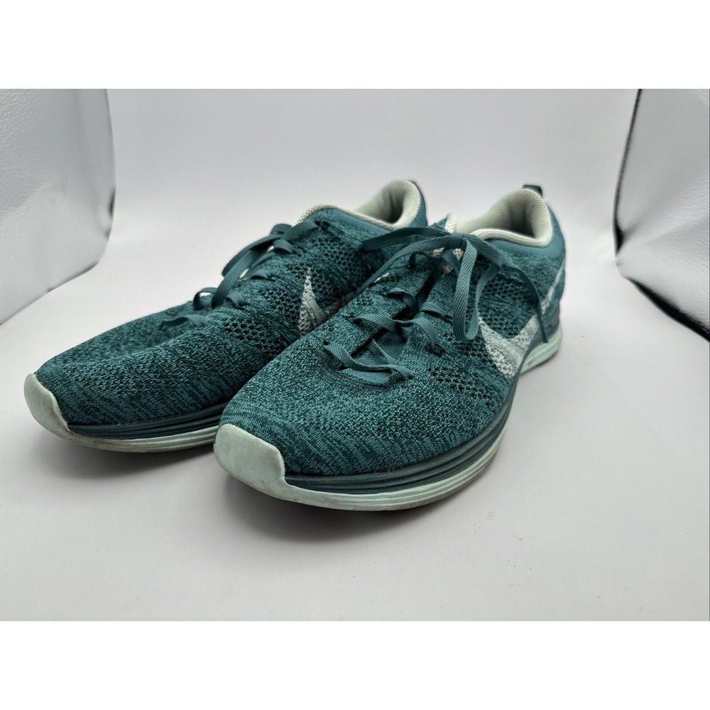 Nike Women Teal Blue Flyknit Lunar 1 Size 9.5 Athletic‎ Running Shoe Sneaker